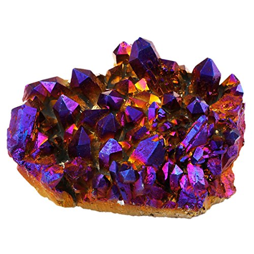 SUNYIK Purple Titanium Coated Quartz Crystal Cluster Druzy Point