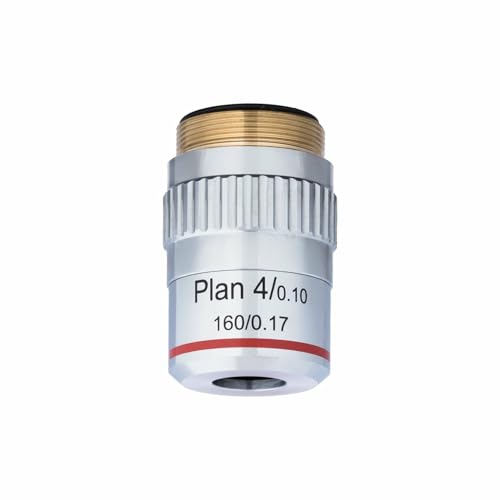 AmScope PA4XK-V300 4X Plan Achromatic Objective, Knurled Ring