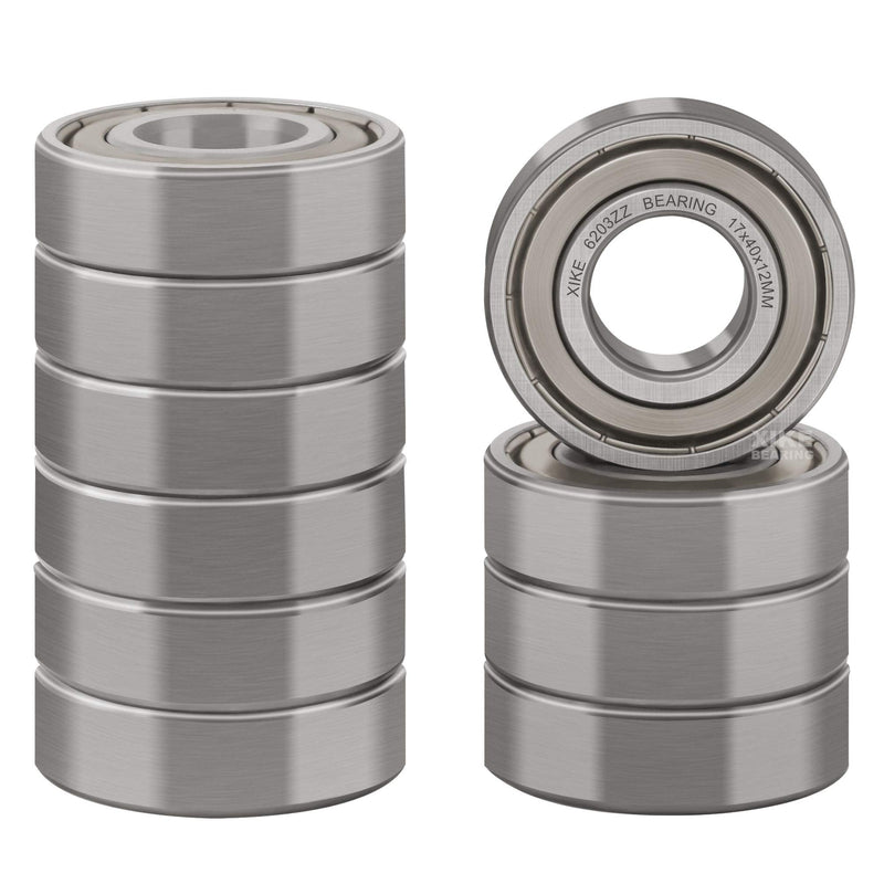 [Australia - AusPower] - XiKe 10 Pcs 6203ZZ Double Metal Seal Bearings 17x40x12mm, Pre-Lubricated and Stable Performance and Cost Effective, Deep Groove Ball Bearings. 