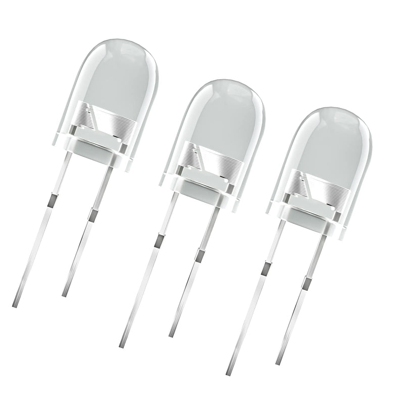[Australia - AusPower] - 100pcs Ultra Bright 5mm Clear Lens LED Light Emitting Diode Lamp White Round Transparent A)white 