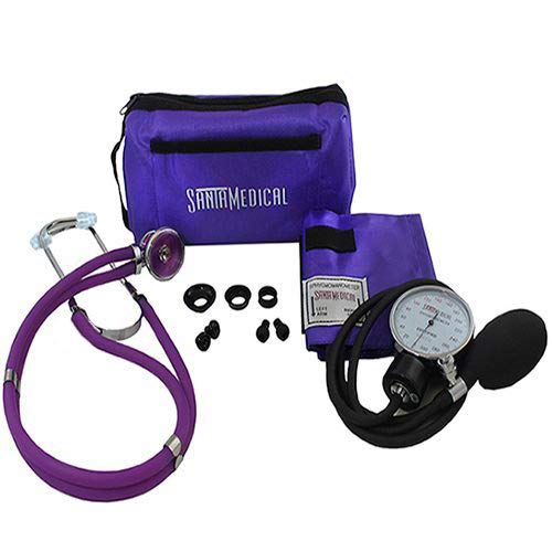 [Australia - AusPower] - Santamedical Adult Deluxe Aneroid Sphygmomanometer with Stethoscope, Cuff and Carrying case Purple 