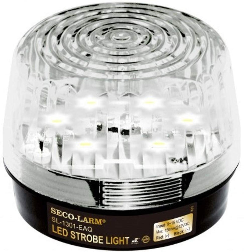 [Australia - AusPower] - Seco-Larm SL-1301-EAQ/C Clear LED Strobe Light with 6 LEDs, Flash Only, Operating Life Over 50000 Hours (over 5.7 years); High-impact and Heat-resistant Lens, Weather Resistant, 9~15 VDC 