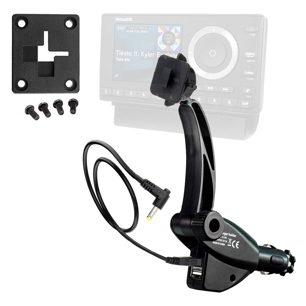 [Australia - AusPower] - ChargerCity Dual USB Sirius XM Satellite Radio Car Truck Lighter Socket Mount w/Tilt Adjust & PowerConnect Cable for Onyx Plus EZR EZ Lynx Roady Starmate Xpress (Vehicle Dock NOT Included) 