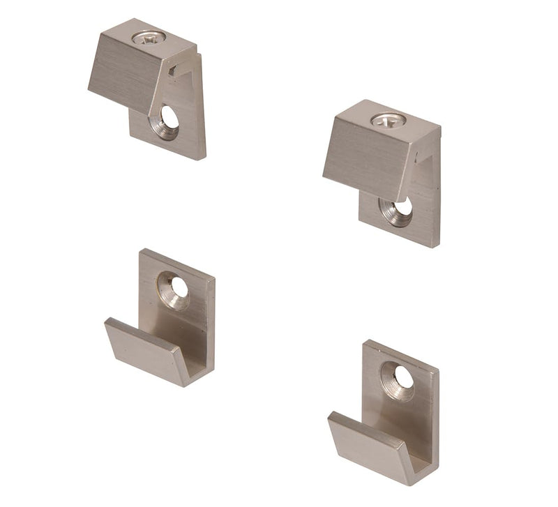 C.R. Laurence MC00BN CRL Brushed Nickel 5/8" Wide Beveled Mirror Clip Set