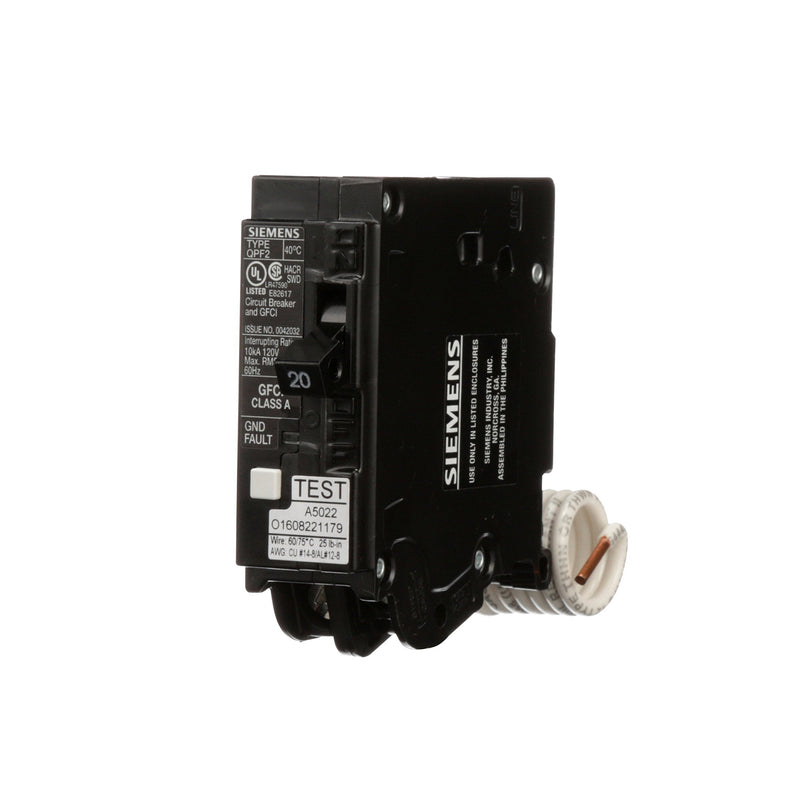 [Australia - AusPower] - SIEMENS QF120A Gfci Circuit Breaker, Plug In, Self Testing, 20 Amp, 1-Pole, 120 Volt Circuit Interrupter 