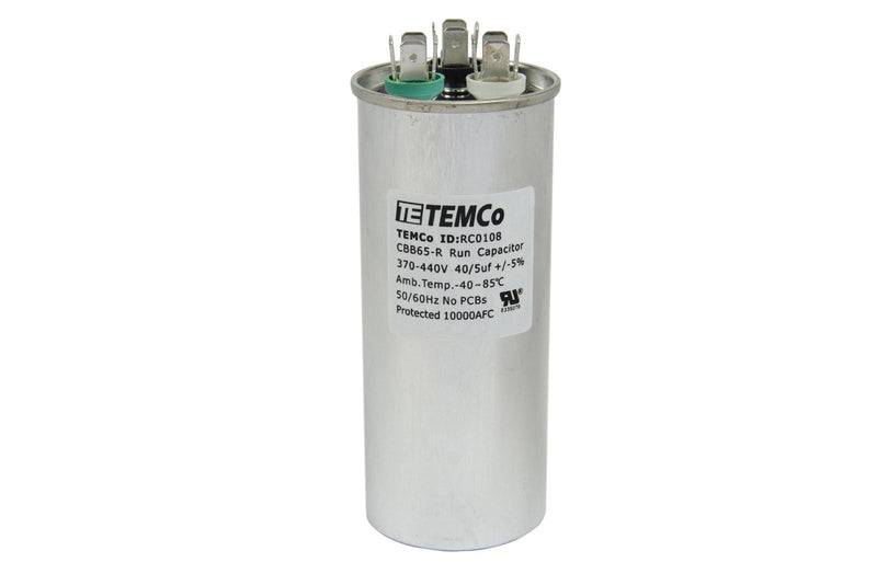 [Australia - AusPower] - TEMCo 40+5 uf/MFD 370-440 VAC Volts Round Dual Run Capacitor 50/60 Hz AC Electric - Lot -1 (Optional uf/MFD, Voltage and Lot Quantities Available) 1 40/5 uf 