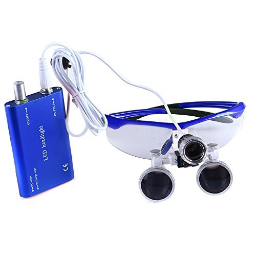 Bestlife 3.5x420mm Dental Medical Binocular Loupes with Head Light Lamp (Blue)