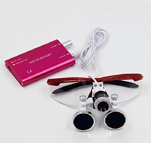 Bestlife 3.5x420mm DentaL Medical Binocular Loupes with Head light Lamp (Red)