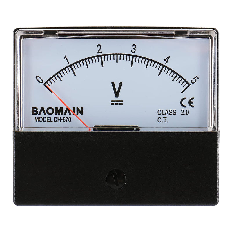 [Australia - AusPower] - Baomain Voltmeter DH-670 DC 0-5V Rectangular Class 2.5 Analog Panel Volt Voltage Meter 