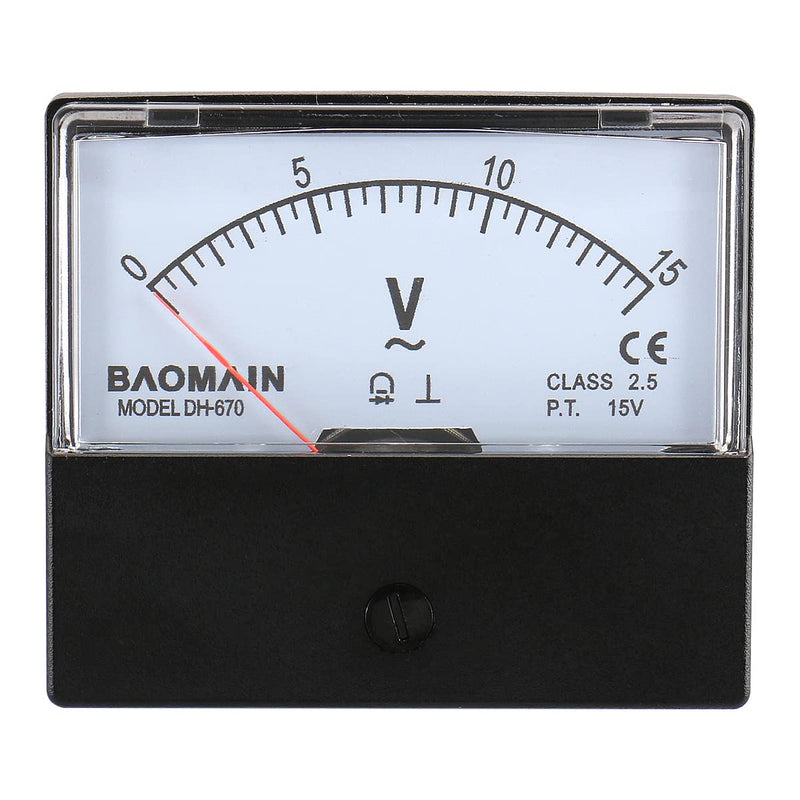 [Australia - AusPower] - Baomain Voltmeter DH-670 AC 0-15V Rectangular Class 2.5 Analog Panel Volt Voltage Meter 