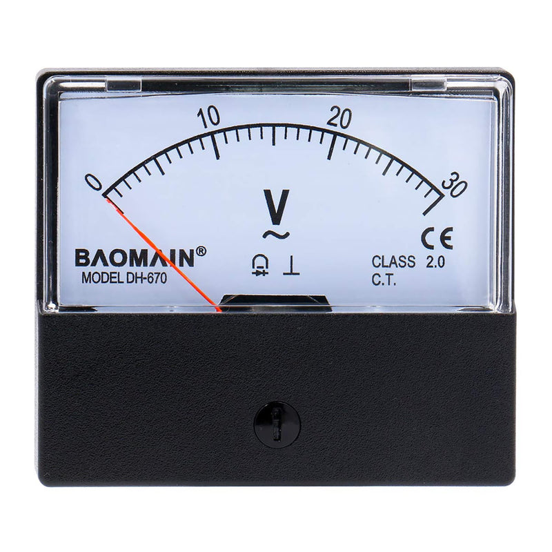 [Australia - AusPower] - Baomain Voltmeter DH-670 AC 0-30V Rectangular Class 2.5 Analog Panel Volt Voltage Meter 