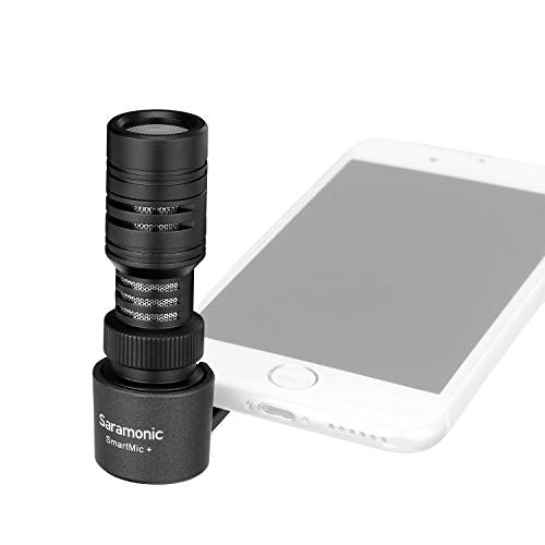 TRRS Plug and Play Directional Microphone, Saramonic Video Shotgun Mic with Monitor for iPhone8 7 6 Android & Windows Smartphones,for Youtube,Interview,Studio,Video Recording,Vlog,Noise Cancelling Mic SmartMic+