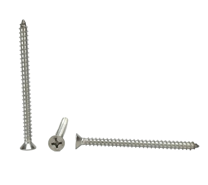 #12 X 3 Stainless Phillips Flat Head Sheetmetal Screw (1/2" to 3" in Listing) 100 Sheet Metal Screws, 82 Degrees (#12 x 3) #12 x 3"
