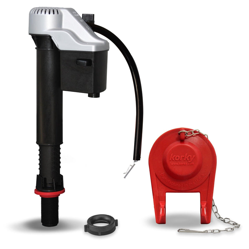 Korky 818MP QuietFILL® Platinum Universal Toilet Fill Valve & 2" Toilet Flapper Kit, Silver 2 In.