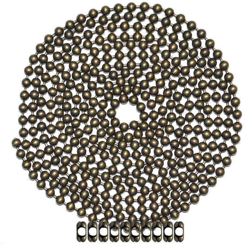 [Australia - AusPower] - 10 Foot Length Ball Chain, Number 13 Size, Medieval Brass, & 10 Matching B Couplings 10 Foot 