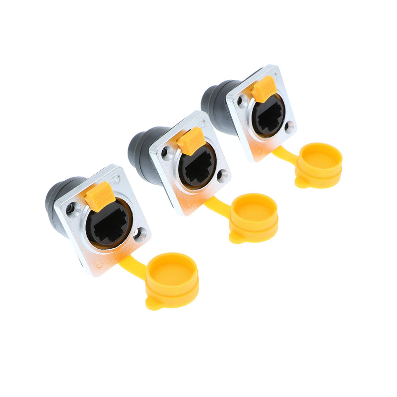 [Australia - AusPower] - Alvin's Cables RJ45 Waterproof Connector Sockets IP65 Ethernet Panel Mount RJ45 Connector 3 Pcs Yellow&black 