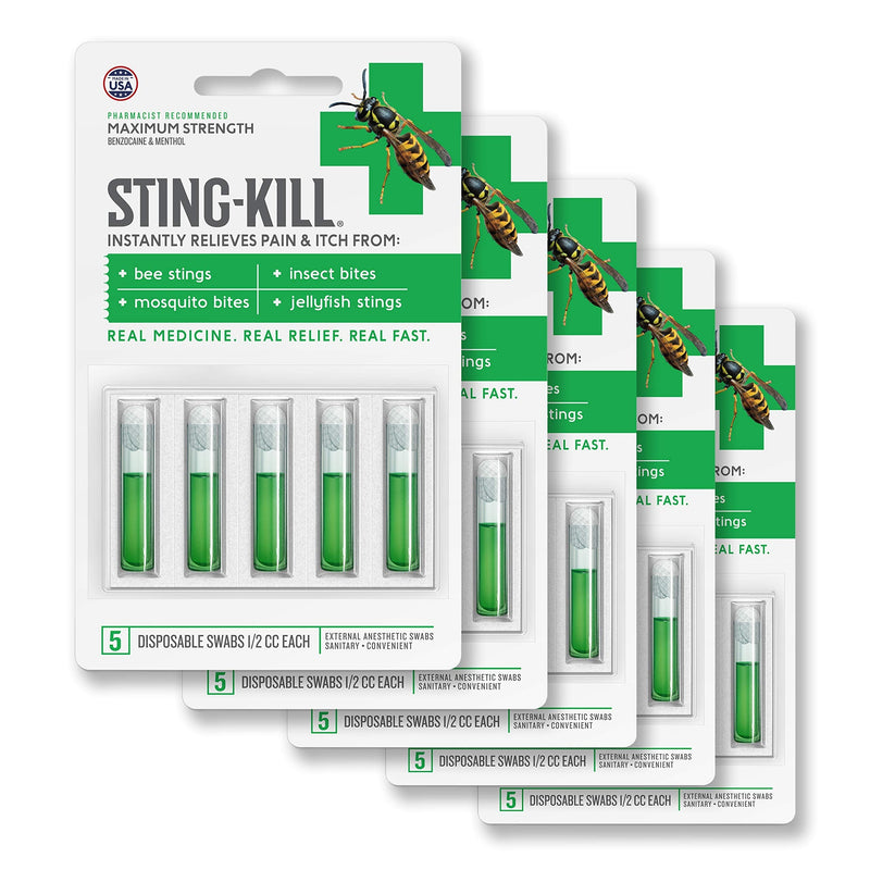 [Australia - AusPower] - Sting-Kill Maximum Strength Disposable Swabs, 5 Count (Pack of 5) 