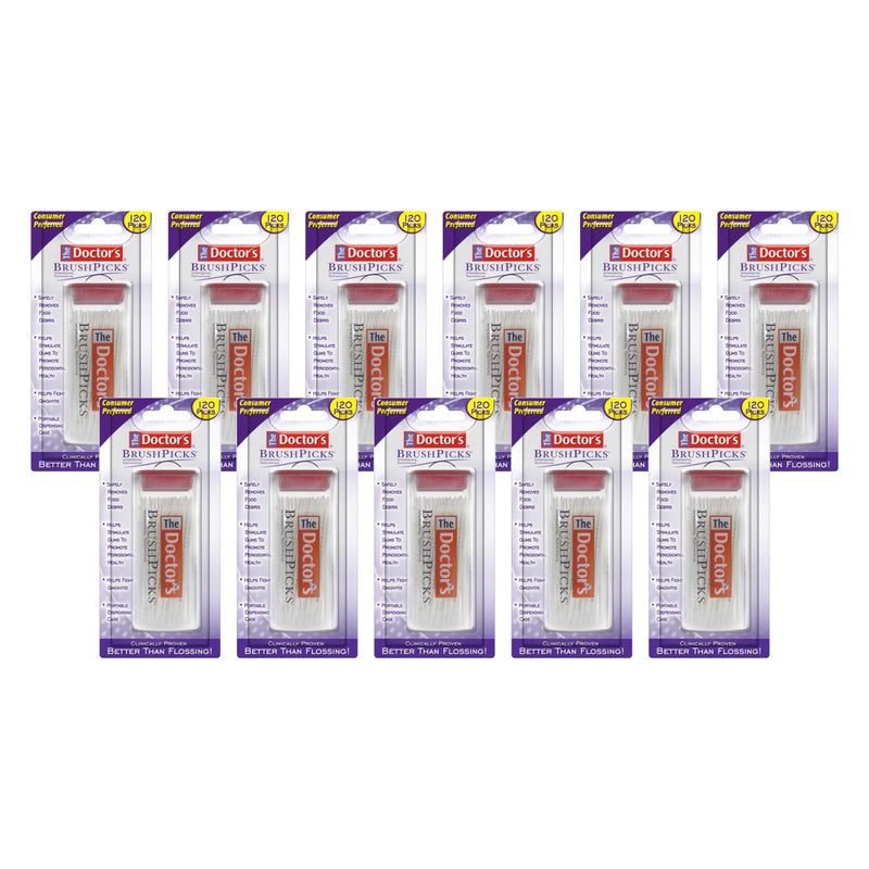 The Doctor's BrushPicks Interdental Toothpicks, Soft Rubber Dental Picks for Teeth Cleaning, Removes Food Debris, Stimulates Gums, Helps Fight Gingivitis, 120 Count (Pack of 11) 120 Count (Pack of 11)