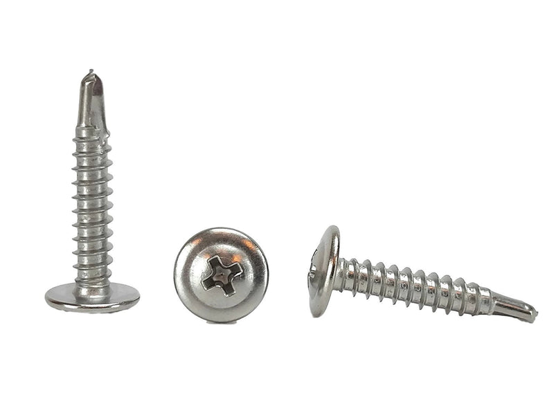 410 Stainless #10 x 1 Wafer Head Philips Self Drilling Sheet Metal Tek Screws, (1/2" to 1" Length in Listing), 100 Pieces, Modified Truss Head Self Driller (#10 x 1 Inch) #10 x 1 Inch