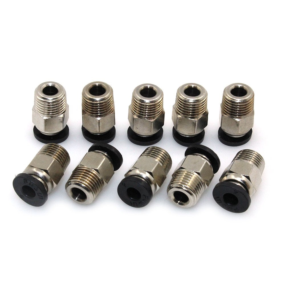 BIQU PC4-M10 Pneumatic Connector Fittings Bowden Tube Coupler Male Straight PTFE Tube Push for E3D-V6 Bowden Extruder Compatible with Ender-3 Ender-3 V2 3D Printers (Pack of 10pcs)