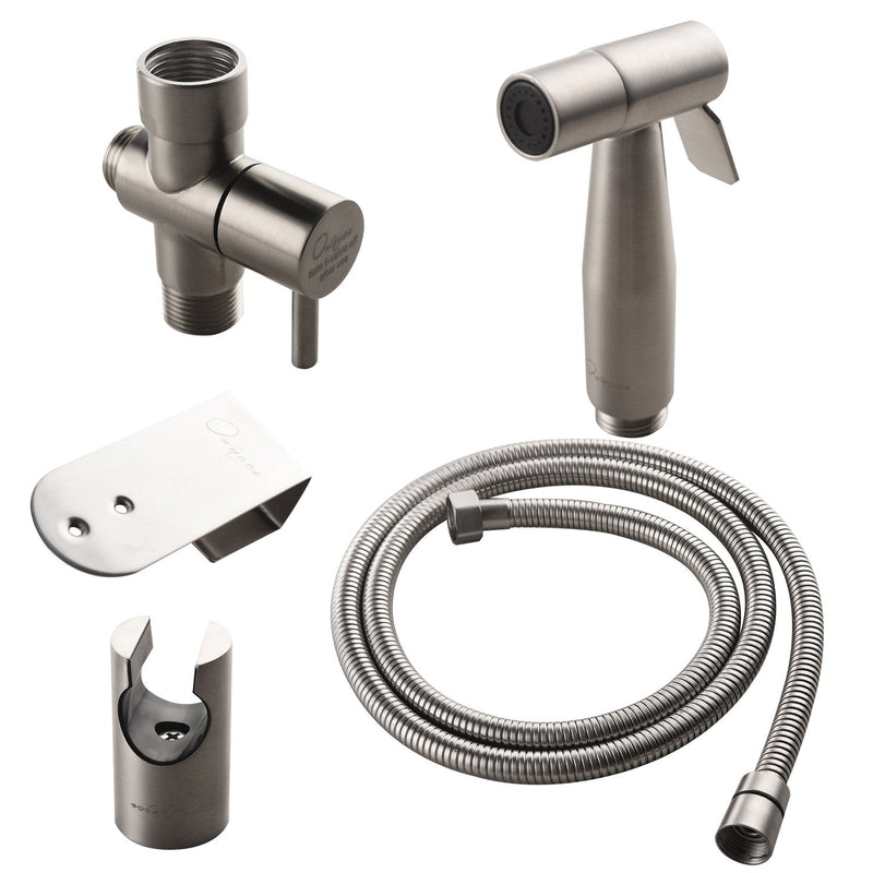 Brushed Nickel Hand Held Bidet Sprayer Qualitied Stainless Steel Diaper Sprayer Shattaf Complete Set for Bidet Toilet Bathroom