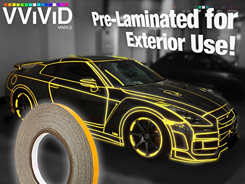 VViViD Reflective Fine Line Detail Tape Stripe 1cm x 3m Prelaminated for Interior/Exterior Use (Gold Yellow) Gold Yellow