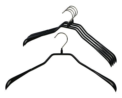 Mawa by Reston Lloyd BodyForm Series Non-Slip Space-Saving Extra Wide Clothes Hanger For Jackets, Suits & Coats, Style 46/L, Set of 5, Black Pack of 5