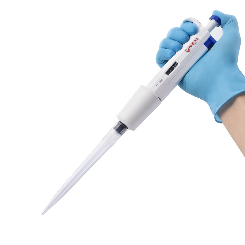 [Australia - AusPower] - FOUR E'S SCIENTIFIC 1-10ML Single-Channel Pipettor Adjustable Variable Volume Micropipette High Accurate Pipettor for Laboratory 10 (1-10mL) 