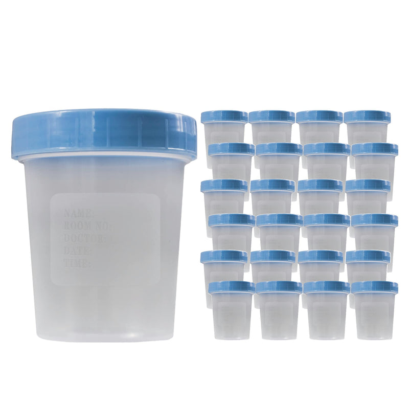 [Australia - AusPower] - Specimen Cups with Leak Proof Screw on Lids - 4oz [Pack of 25] Clear Non-Sterile Urine Sample Jars - Containers for Safe Pee, Stool, Semen Sample Collection for Testing (25) 