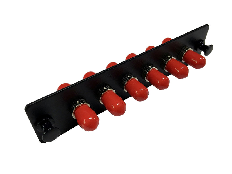[Australia - AusPower] - RiteAV LGX Footprint ST Adapter Panel, 6 Ports, Loaded w/6 ST Simplex Multimode Adapters, Black 1 Unit 6 Port MM 