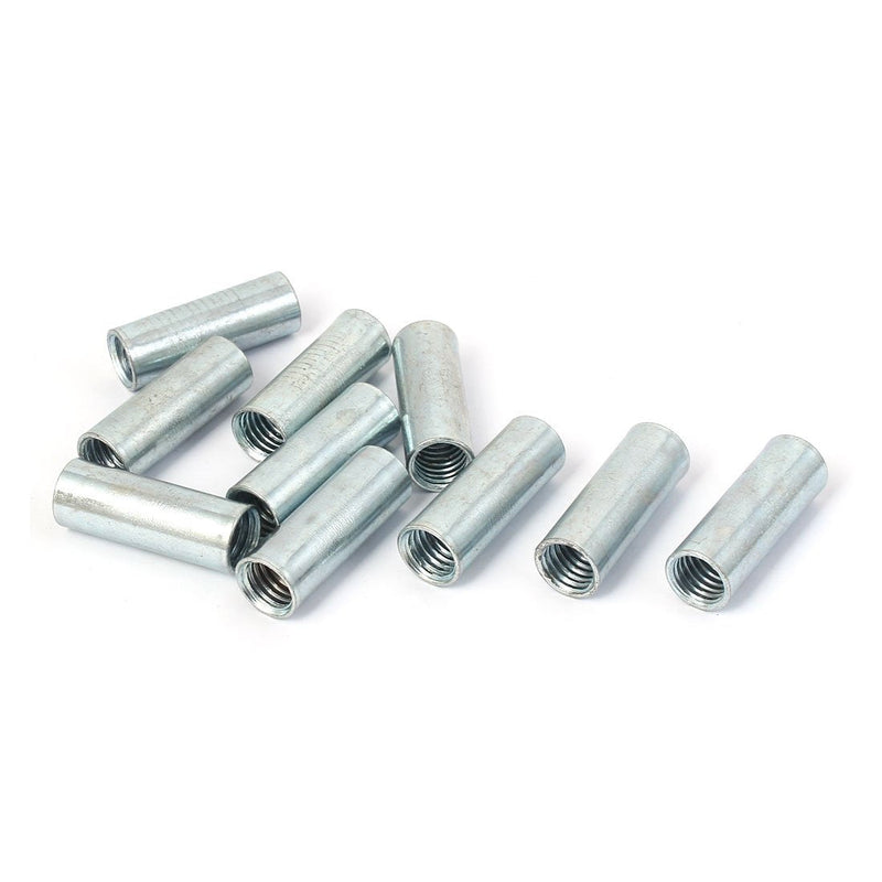 [Australia - AusPower] - uxcell a16041400ux0830 Round Rod Coupling Nut M10 Female Thread Rod bar Stud Metal Round Coupling Connector Nuts 10 Pcs 