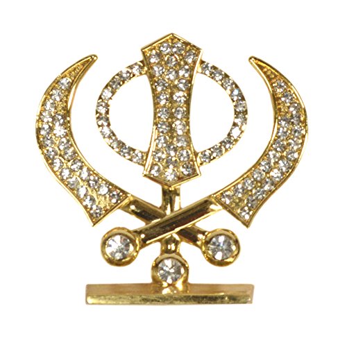 Purpledip Sikh Religious Symbol 'Khanda' Showpiece Statue for Home Temple, Office Table or Car Dashboard (10291)