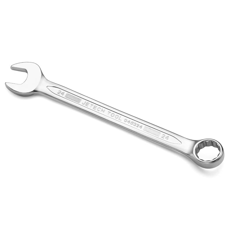 [Australia - AusPower] - Jetech 24mm Combination Wrench - Industrial Grade Spanners with 12-Point Design, 15-Degree Offset, Durable Chrome Vanadium Steel in Sand Blasted Finish, Metric Single Metric 24mm 