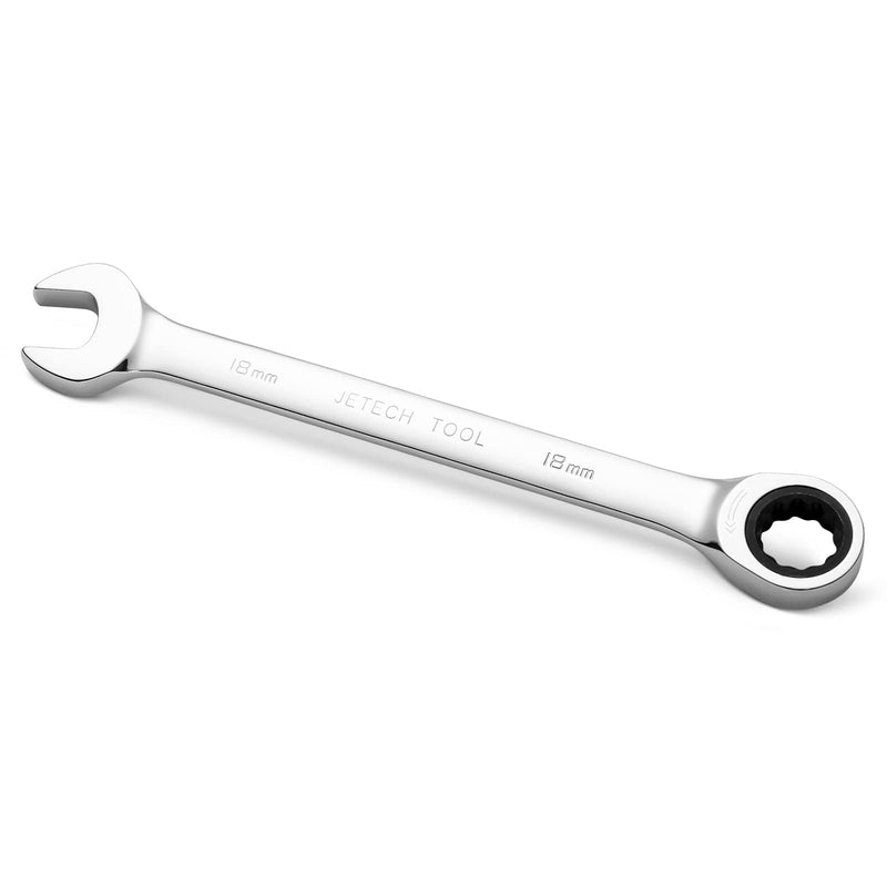 [Australia - AusPower] - Jetech 18mm Ratcheting Combination Wrench, 12PT 72 Tooth Gear Wrench, Industrial Grade Cr-V Steel Gear Spanner for Household Garage Auto Single Metric 18mm 