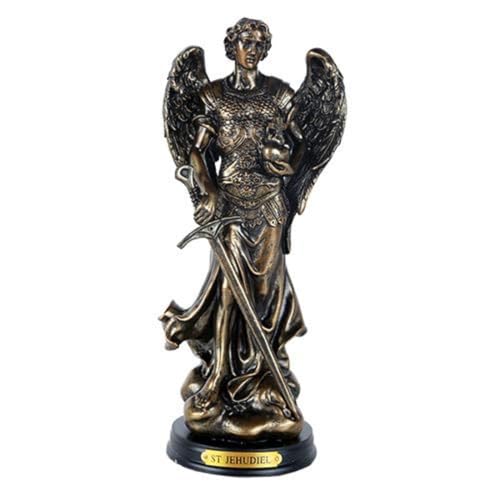 Pacific Giftware St Jehudiel Carrying Crown of Salvation Figurine 8 Inch Tall Wooden Base with Brass Name Plate