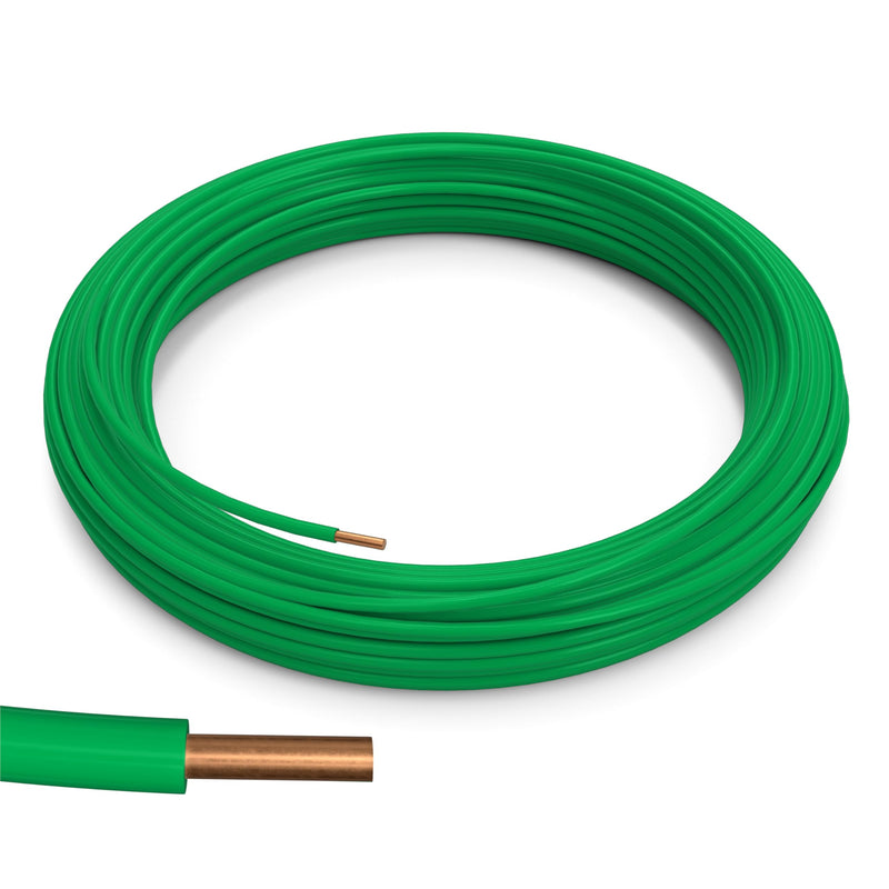 THE CIMPLE CO 10 AWG Insulated Solid Copper THHN/THWN Wire 50 FT - 10 Gauge Ground Wire for Electrical Grounding in Residential, Commercial, Industrial Buildings - 50 Feet (15 Meters), Green 50 Feet (15 Meter) Solid Wire