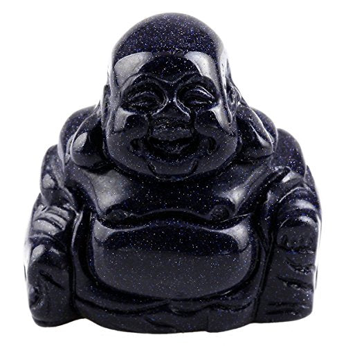 Rockcloud 1.5" Blue Sand Stone Laughing Happy Buddha Feng Shui Figurine 1.5" 4.blue Sand Stone