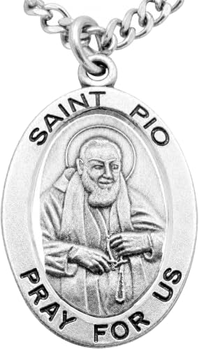 Westmon Works St Pio Solid Pewter One Inch Saint Medal with Stainless Steel Chain
