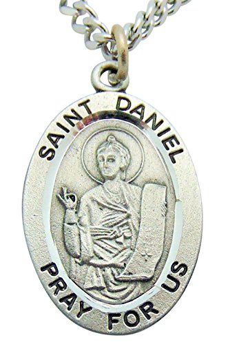 St Daniel Solid Pewter One Inch Saint Medal with Stainless Steel Chain