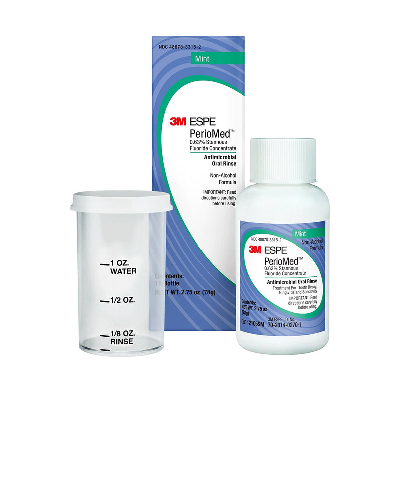 [Australia - AusPower] - 3M 70201402701 PerioMed Stannous Fluoride Oral Rinse with Mixing Cups, 0.63%, Concentrate, Mint, 2.75 oz. Bottle 