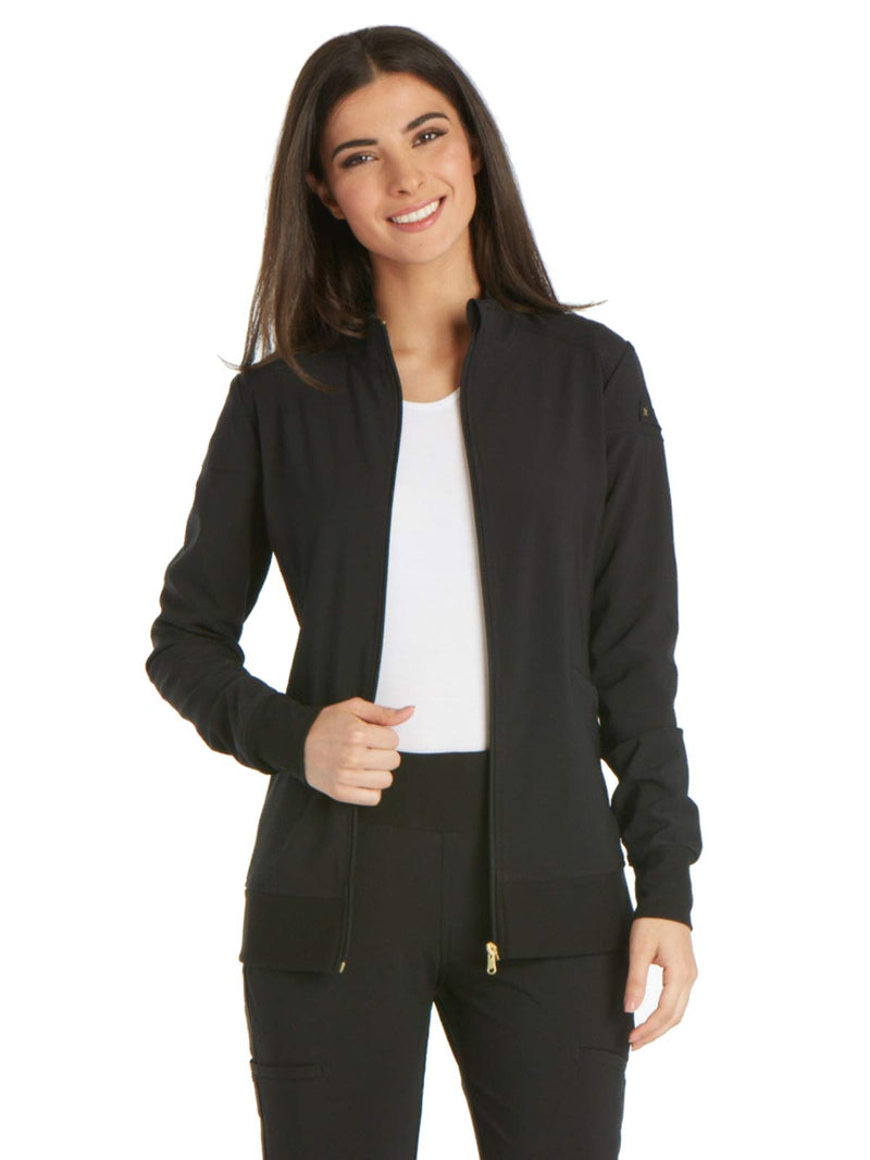 [Australia - AusPower] - iflex by Cherokee Uniforms Zip Front Scrub Jackets for Women CK303 Large Black 
