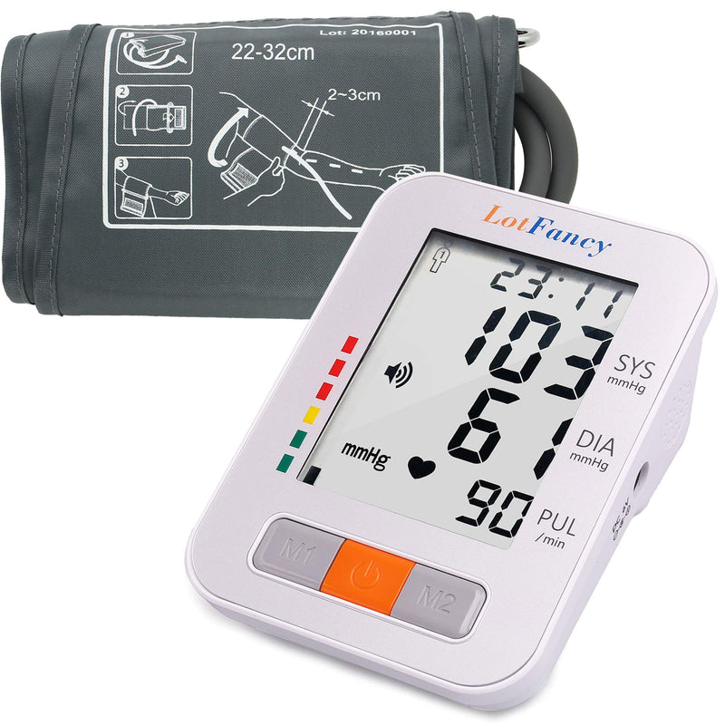 [Australia - AusPower] - LotFancy Blood Pressure Monitor for Home Use, Digital Sphygmomanometer, 180-Readings Upper Arm Medium Cuff (9-13") 