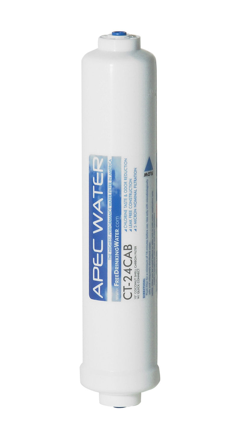 APEC Water Systems ULTIMATE Inline Carbon Pre-filter 10", with 1/4" Quick-Connector (CT-24CAB) 1 Count (Pack of 1)