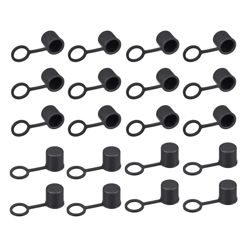[Australia - AusPower] - uxcell 20pcs BNC Silicone Protectors Cap Port Cover Anti Dust Black 