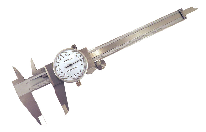 [Australia - AusPower] - 150 mm Metric Dial Calipers Accurate to 0.02 mm per 150 mm Hardened Stainless Steel for Inside, Outside, Step and Depth Measurements MDC-6 