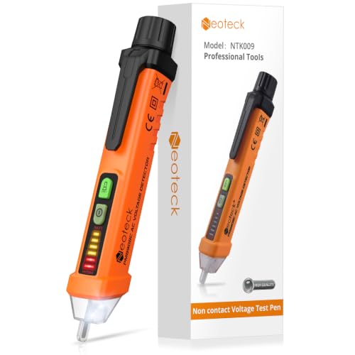 Neoteck Non-Contact Voltage Tester 12-1000V Digital Contactless Phase Tester AC Voltage Tester Non-Contact with LED Torch yellow