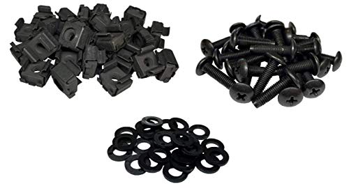 Black M5 Cage Nut & Screws w/Washers 25-Pack - USA Made