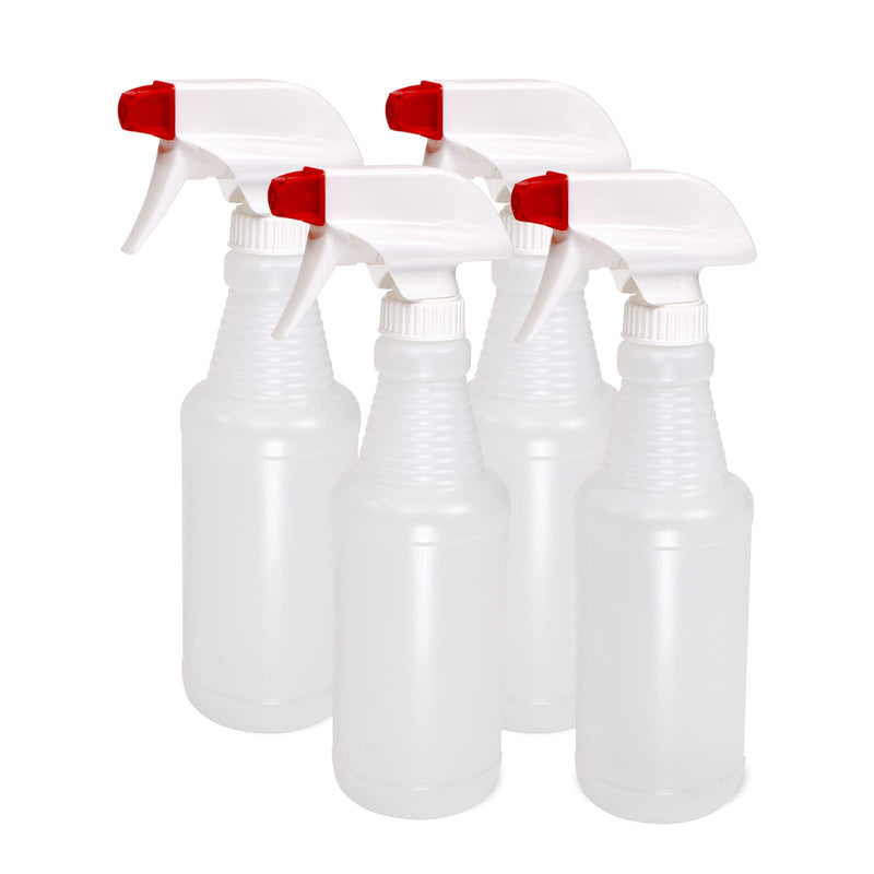 [Australia - AusPower] - Pinnacle Mercantile Plastic Spray Bottles USA Made 4 Pack 16 Oz Heavy Duty No Leak Empty Refillable Spray Bottle Mist Stream for Cleaning Solutions, Plant, Hair, Bleach, Vinegar, Alcohol Safe 16 Oz, 4 Pack 