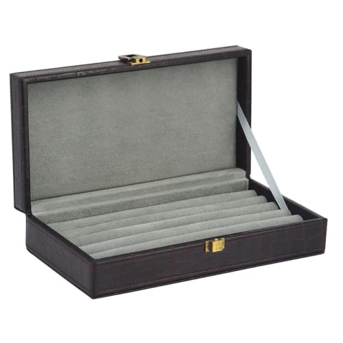 Decorebay vegan crocodile leather cufflink and ring storage box with organizer, stylish jewelry box for accessories and jewelry storage