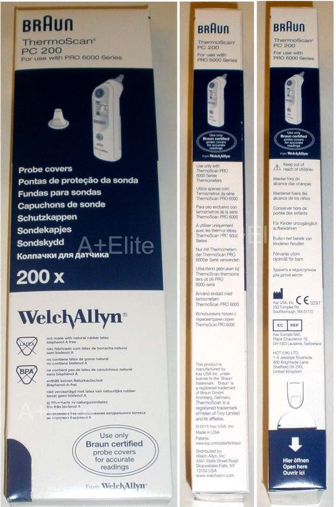 [Australia - AusPower] - Welch Allyn Thermoscan PRO 6000 Ear Thermometer Probe Covers 200/BX 